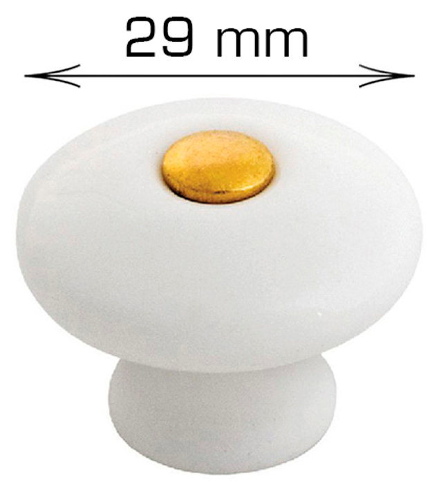 Porcelænsknop guld center Ø29 mm 2 stk.